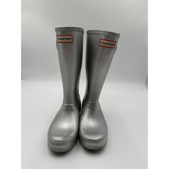 Hunter Shoes - Hunter Silver Mid Calf Height Rain Boots Womens